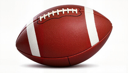 Classic American football with white stripes on a light background