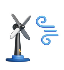 풍력 에너지 터빈 발전기와 바람 아이콘 Wind Power Turbine Generator Energy with Wind Symbol