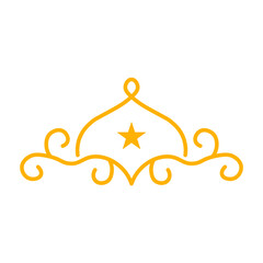 Golden Islamic Arch Ornament with Crescent Moon and Star Symbol