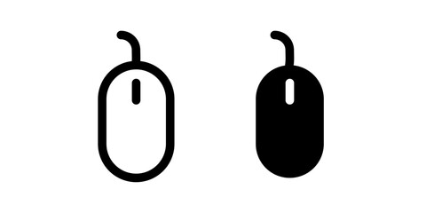 vector computer mouse, Computer Mouse Icons, Outline and Solid Style, Wired Device Symbols, Simple Vector Design, Vector illustration.