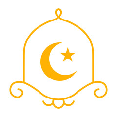 Golden Islamic Arch Ornament with Crescent Moon and Star Symbol