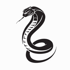 Stylized Black Mamba Snake Vector Logo on white background