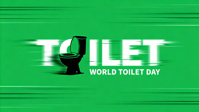 The dynamic design of the toilet represents the concept of the importance of sanitation facilities conveyed by World Toilet Day, and is suitable for fast-paced public welfare promotion scenarios.

