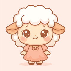 Cute kawaii sheep vector illustration for kids design and baby shower invitation and greeting card design