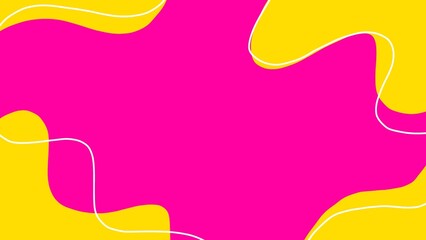 Colorful abstract background with bright pink and yellow fluid shapes and smooth white lines in a modern minimalist design