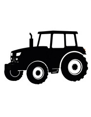 Silhouette of a Tractor - Agricultural Vehicle for Farming and Transportation.