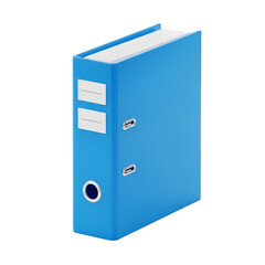 A blue lever arch file binder, isolated on transparent background