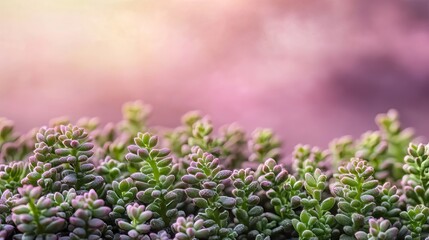 Obraz premium Delicate succulents in soft focus create a calming, organic texture perfect for website backgrounds or nature-inspired designs, adding subtle beauty