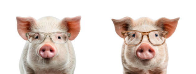 Playful pigs in glasses animal fun