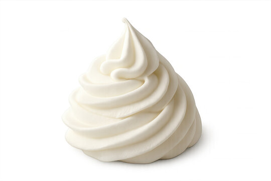 Soft white vanilla ice cream swirl with a smooth texture and rounded peak, ready for desserts on a transparent background