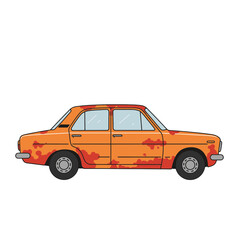 Fototapeta premium Old rusty car with orange and red paint damage