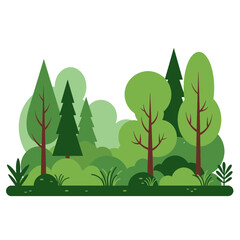 Colorful forest with trees and bushes for nature backgrounds