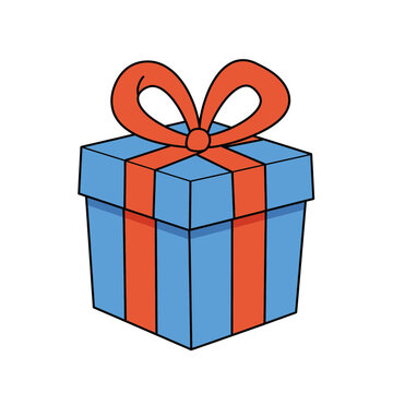 Colorful gift box with ribbon and bow for celebration