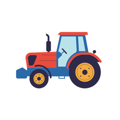 Obraz premium colorful tractor with large and small wheels on white background