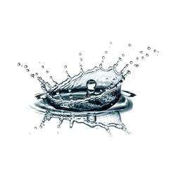 Water splash with crown effect isolated on transparent background
