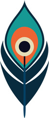 Stylized Peacock Feather With Teal Orange And Cream Colors bird nature vector illustration EPS file download.
