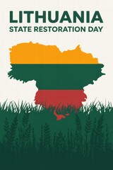 Lithuania State Restoration Day illustration with national colors  