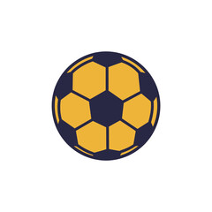 Fototapeta premium Soccer ball with gold and navy color scheme on white background