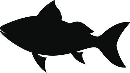 Black silhouette of a fish on a white background isolated vector illustration EPS file download.
