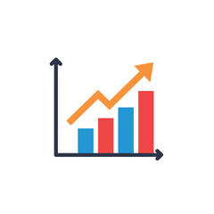 Bar chart with upward trending line for data analysis