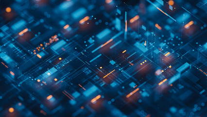 Obraz premium Technology background abstract science big data analysing neural network artificial intelligence futuristic electronic circuit board 3d rendering.