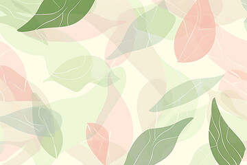 柔らかな色合いの植物が重なる春の抽象背景デザイン