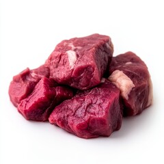 Obraz premium Succulent, fresh beef cubes ready for delicious culinary creations, perfect for gourmet meals and home cooking.