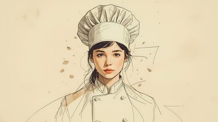 Young chef in a white uniform and hat poses confidently in the kitchen, showcasing passion for culinary art and creativity Generative AI