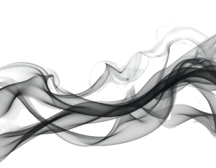 Elegant abstract black smoke wisps swirling gracefully.