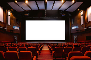 白いスクリーンが輝く映画館の内観