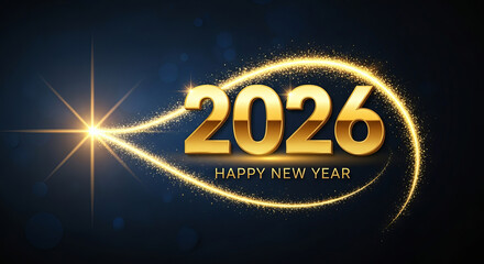 2026 Happy New Year Golden Sparkle Celebration Background