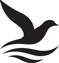 Obraz premium Flying bird with wave line elements vector, elegant and dynamic design for nature, freedom, and art.