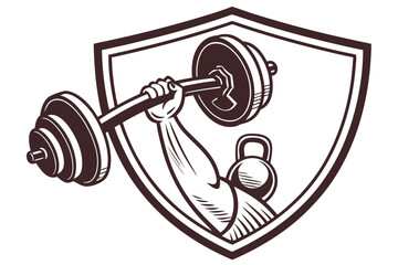 vector illustration of a hand with dumbbells