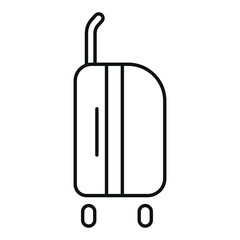 Linear icon of a suitcase on wheels, created for travel and adventure lovers.