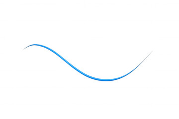 Blue wavy abstract line creating a smooth flow and dynamic curve, digital graphic element on transparent background