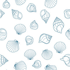 A charming collection of various seashell outlines arranged in a delightful pattern.