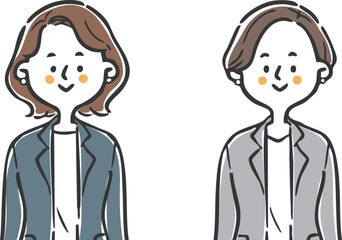 キャリアウーマン　上半身　ベクター
