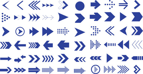 A Collection of Blue Arrows Pointing in Various Directions