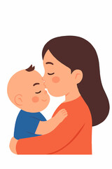 Sister Kissing Baby Sibling Vector