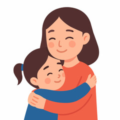 Big Sister Hugging Little Sibling Vector