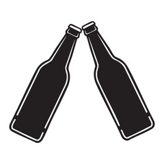 Two Clinking Beer Bottles - Cheers Celebration Vector Icon