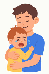 Brother Comforting Crying Sibling Vector