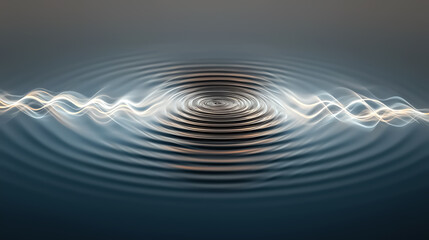 공기중에서 잔물결 효과처럼 음파가 퍼져가는 현상을 보여주는 초현실적 이미지-A surreal image showing sound waves propagating through the air like ripples