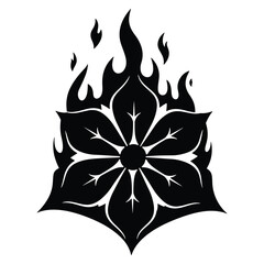 Burning flower graphic design illustration with flames and floral pattern
