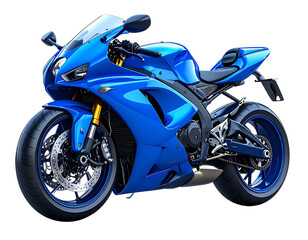 Blue Sport Motorcycle with Aerodynamic Design PNG