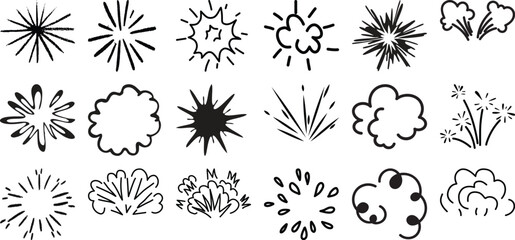 Collection of Hand-Drawn Explosion and Burst Icons