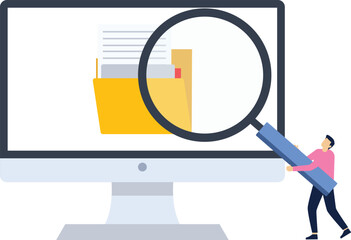 Searching file in folder directory illustration concept. Illustration for website, landing page, mobile app, poster and banner. Trendy flat vector illustration

