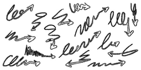 Collection of colorful hand-drawn arrows set