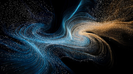 유체 역학의 개념을 단순한 선과 점으로 시각화하여 보여주는 초현실적 이미지-A surreal image that visualizes the concepts of fluid dynamics using simple lines and dots