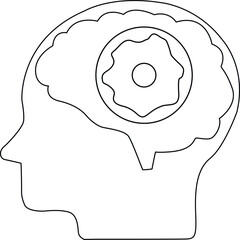 line icon of human brain head and cream donut icon